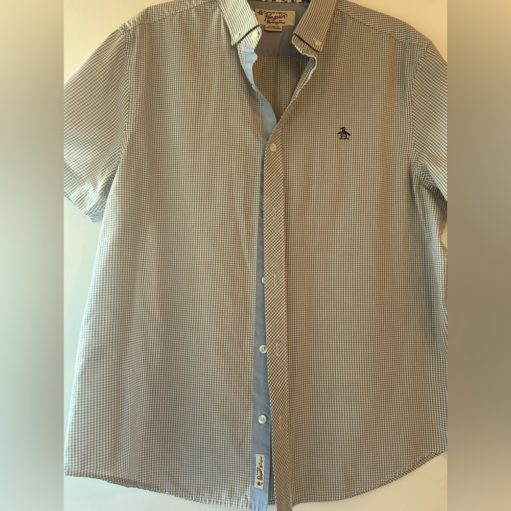 Original Penguin Men’s Gray Checkered Shirt